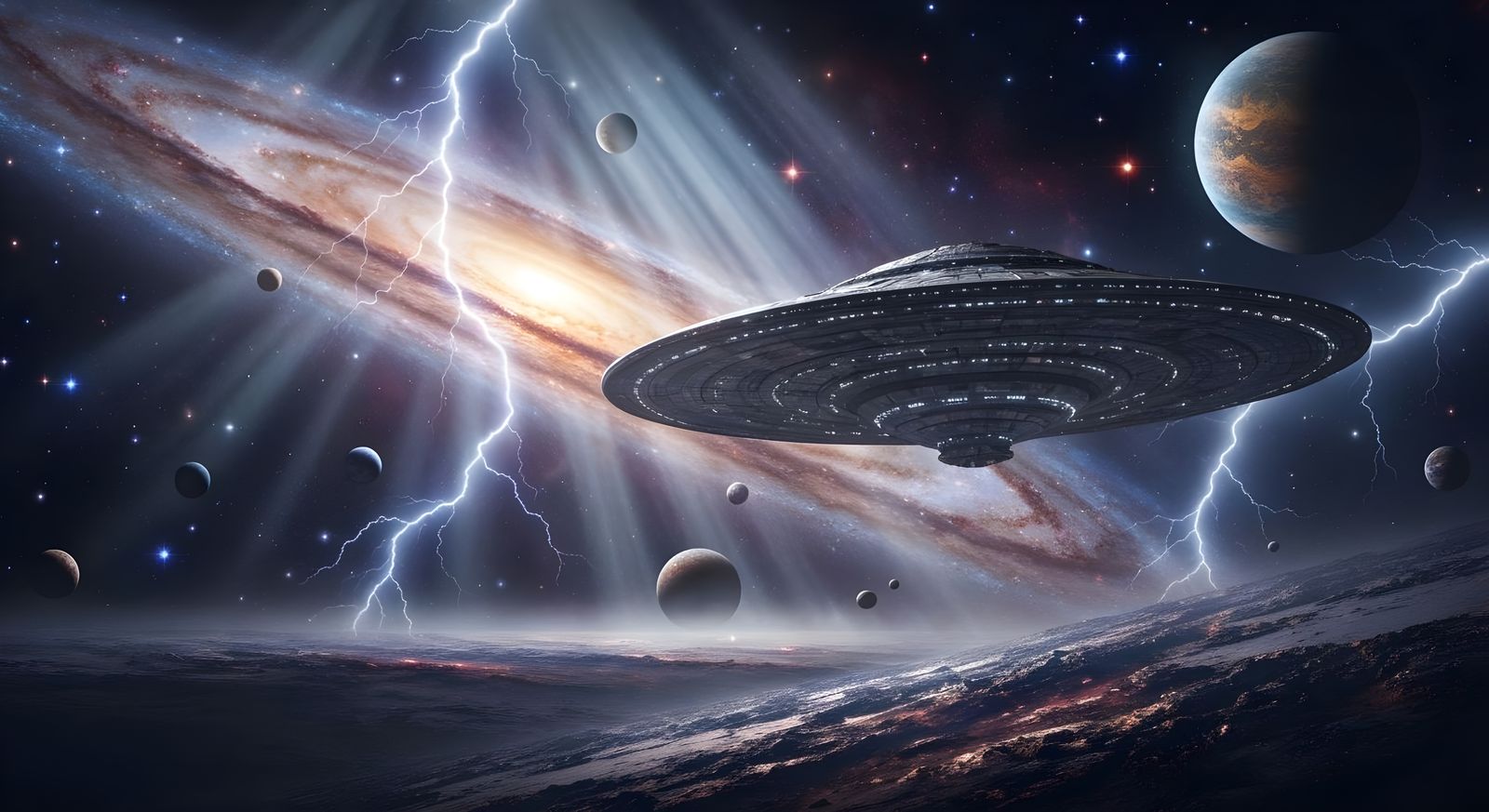 UFO in Nebula: Epic Cinematic Digital Matte Painting