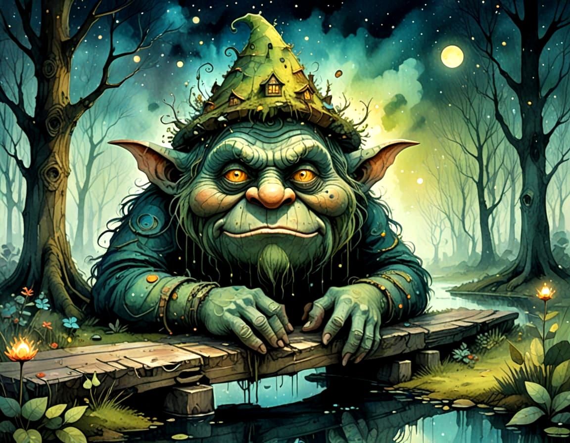 Grumpy Troll Guards Misty Swamp Entrance to Fairyland
