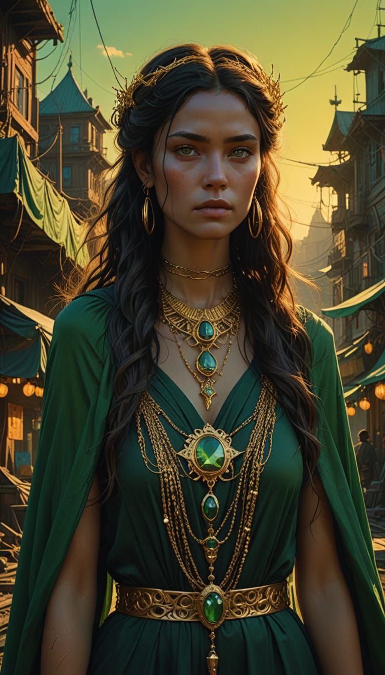 Ethereal Queen of Atlantis in Vibrant, Atmospheric Digital A...