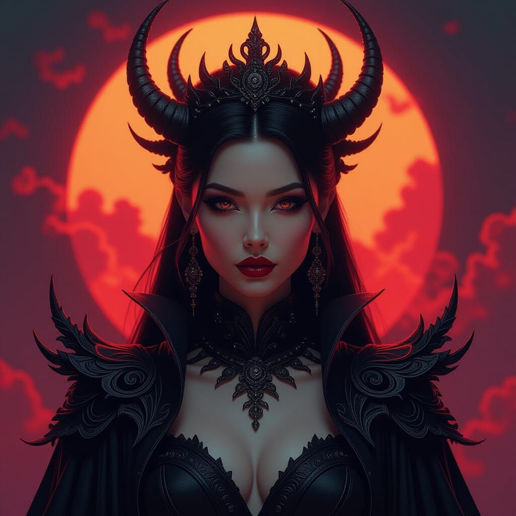 Demonic Extraterrestrial Princess in Dark Fantasy Style