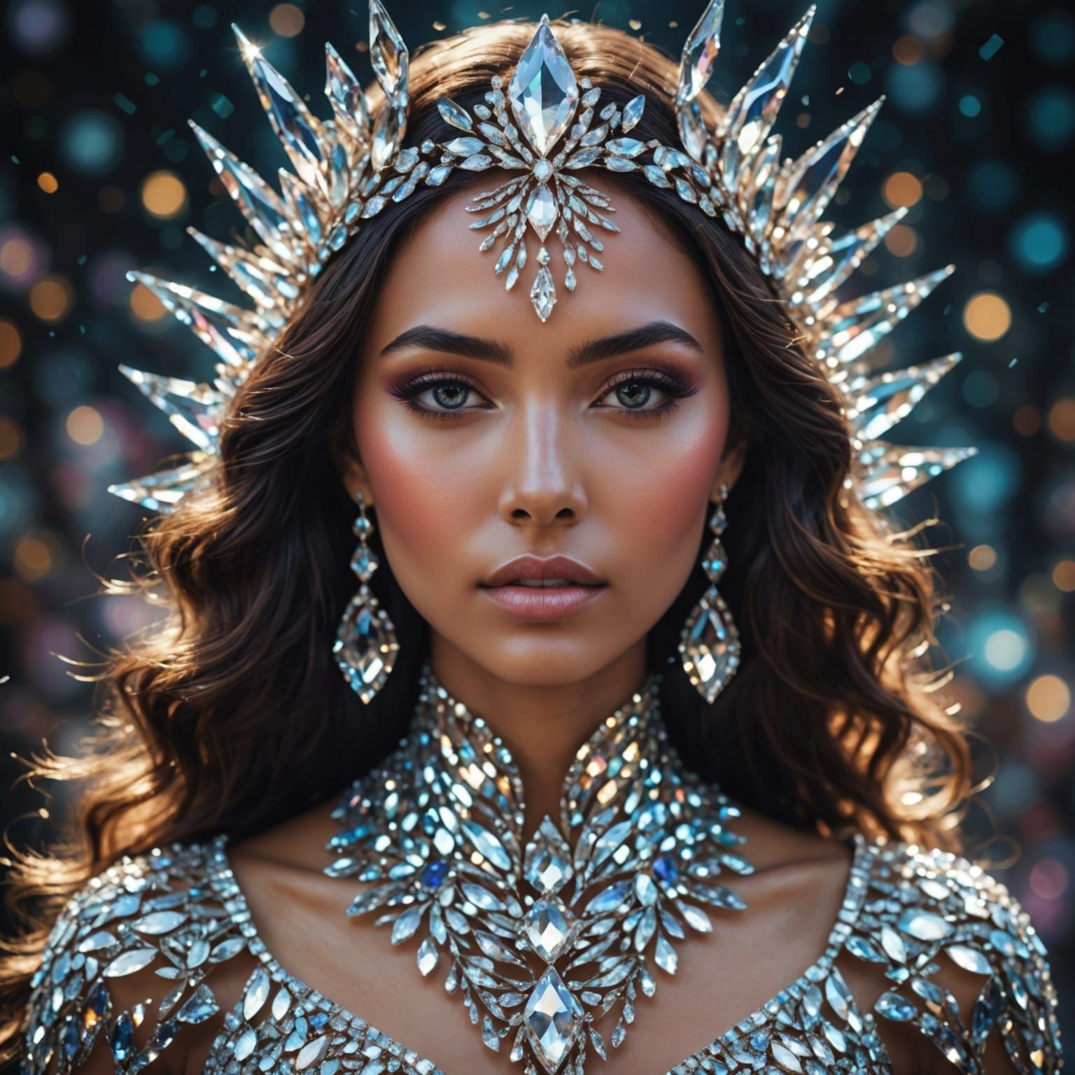Crystal Goddess in Vibrant, Hyper-Realistic Style