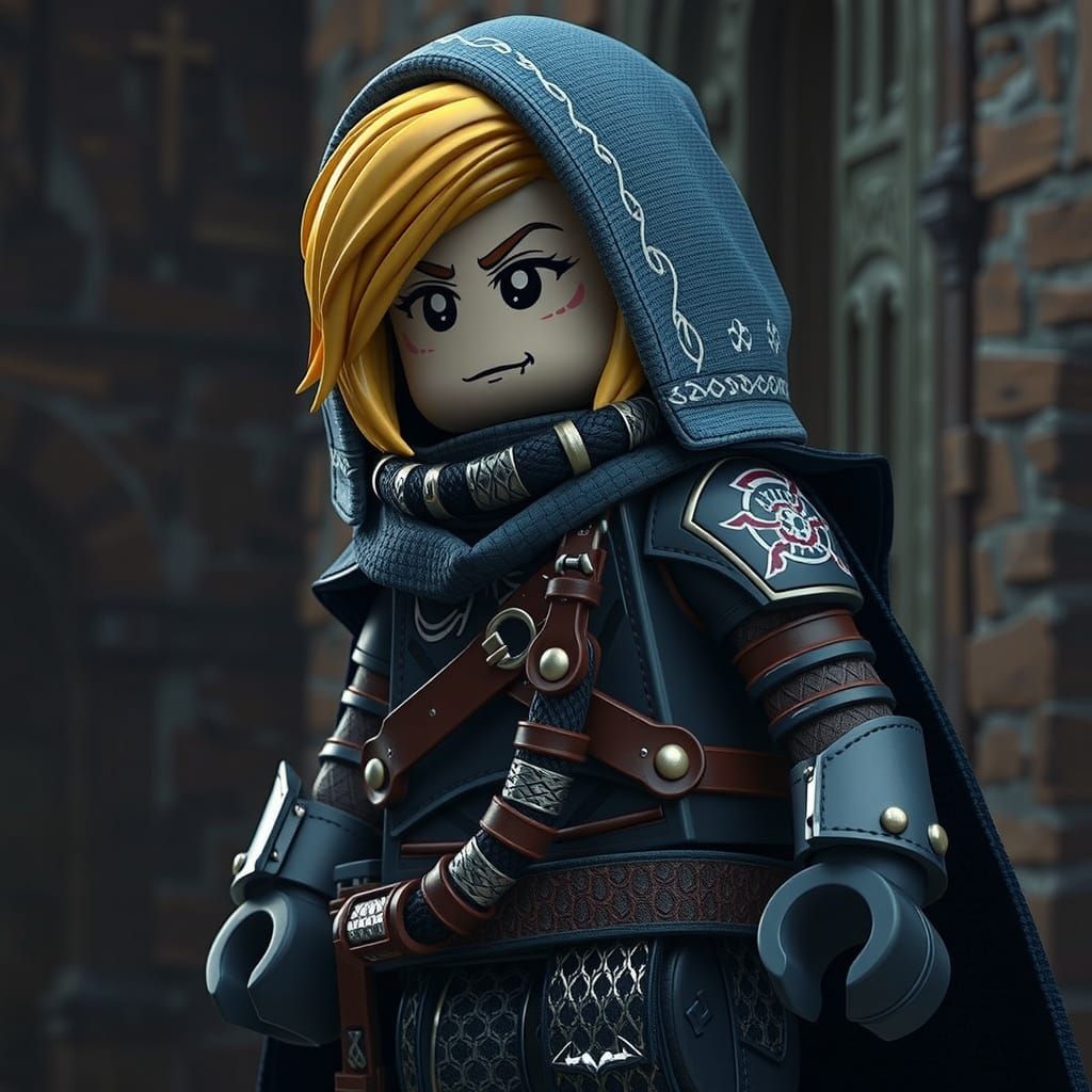 Medieval Lego Thief in Surreal 3D Anime Style