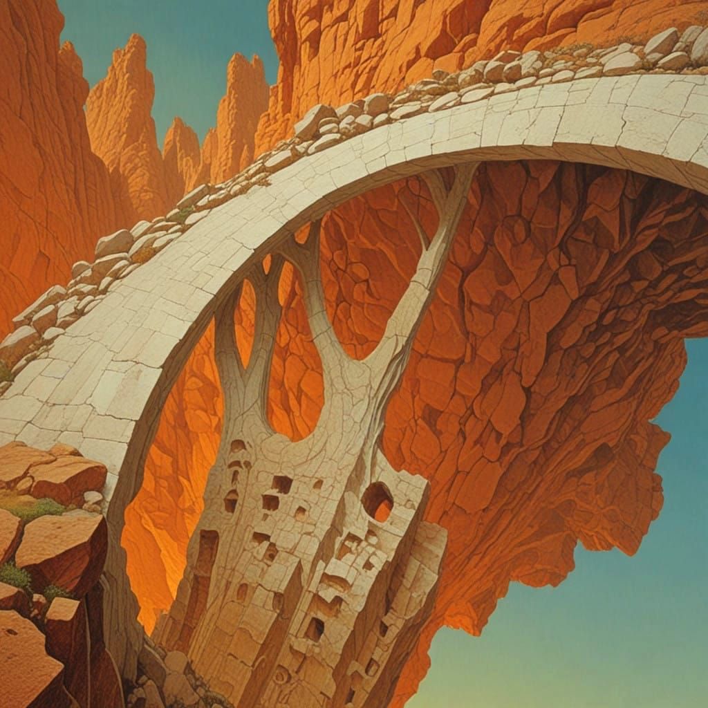 Surreal Rock Architecture in Dreamlike Landscape