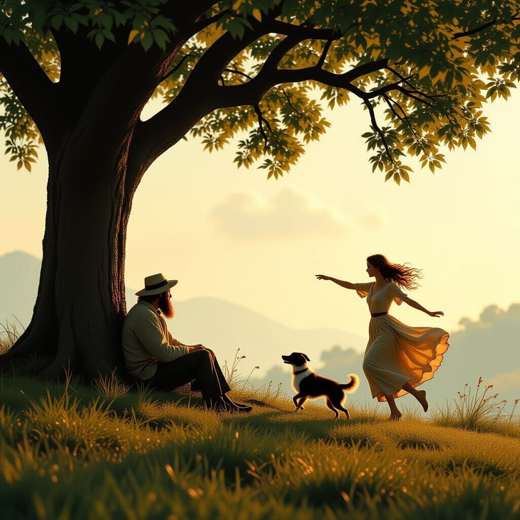 Shepherd and Nymph Dance in Cinematic Film Style