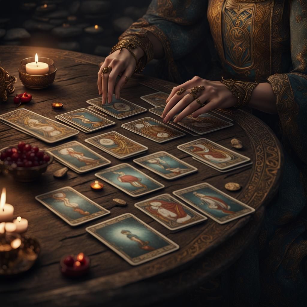 Medieval Tarot Card Reading in Detailed Matte Style