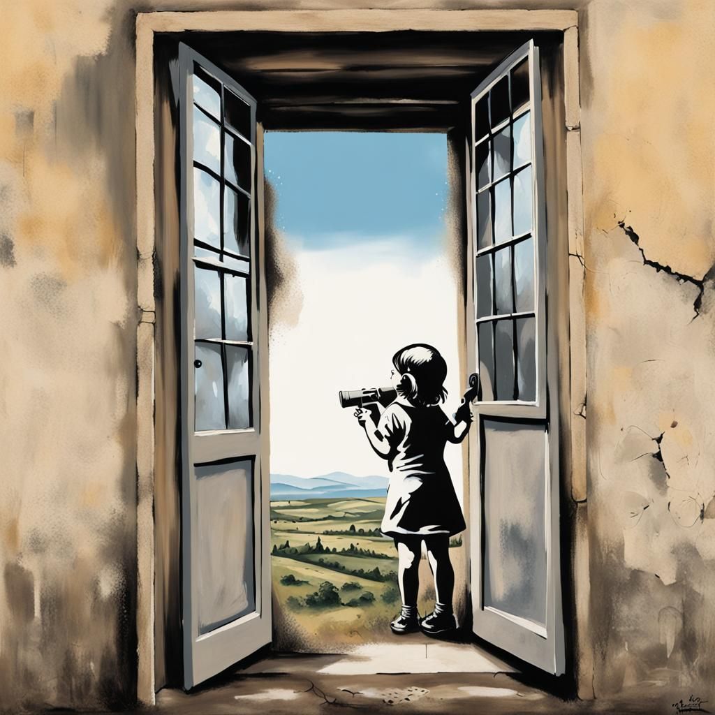 Banksy Graffiti: Girl Opens Door to Peaceful World