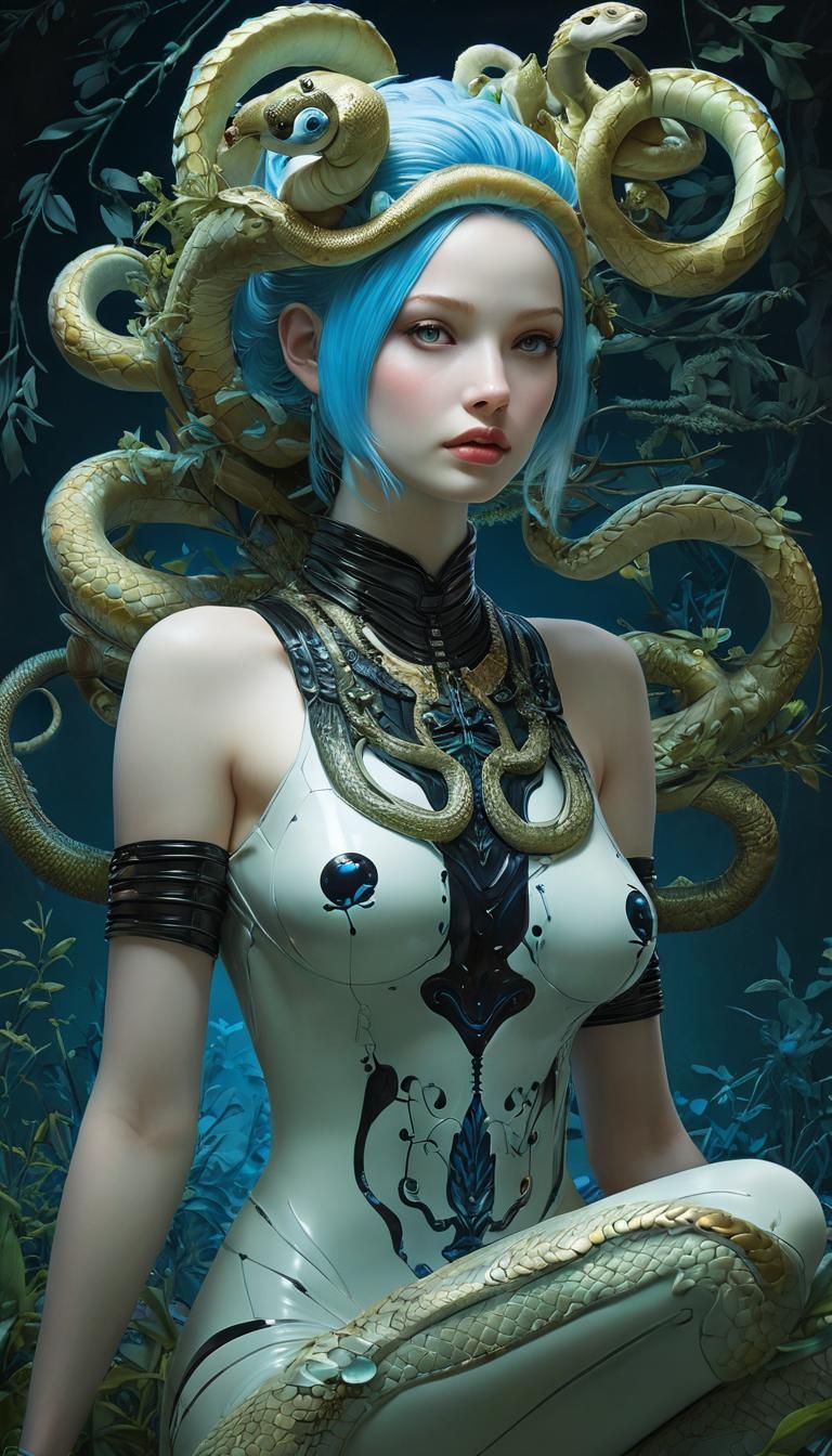 Surreal Astral Girl with Bioluminescent Plant Crown in Ultra...