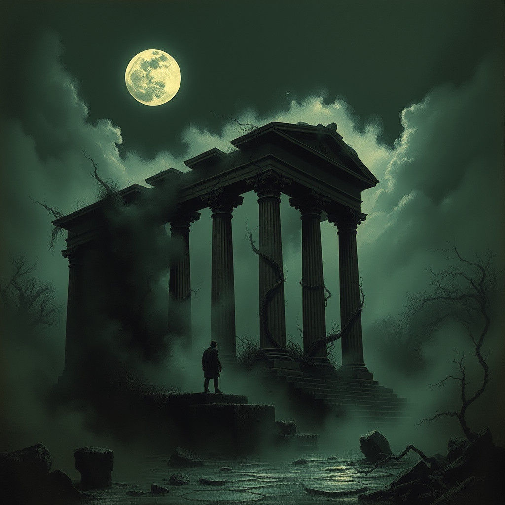 Dark Ruined Edifice in Haunting Fantasy Style