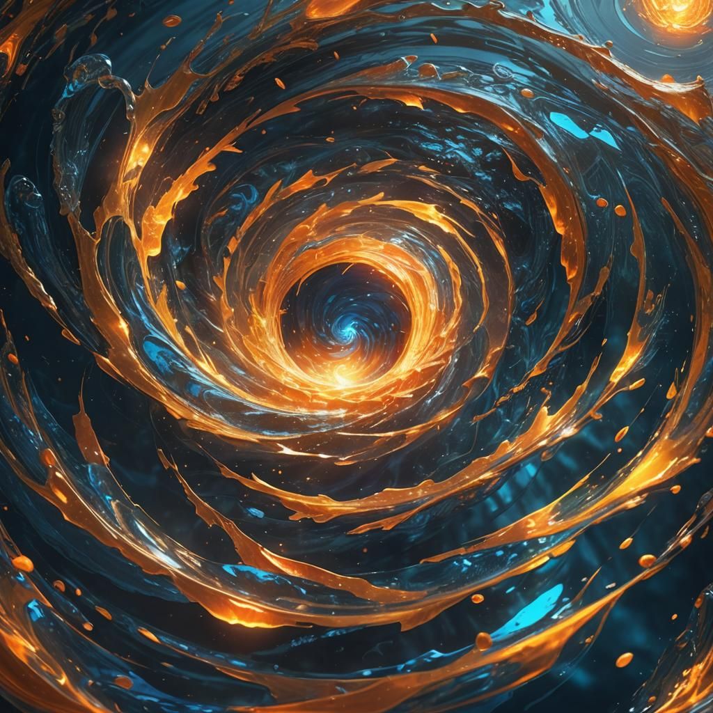 Fiery Soul Energy Illuminates Water Vortex