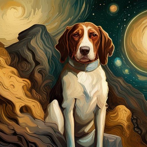 Dog in the Stars: Impasto Gouache Illustration