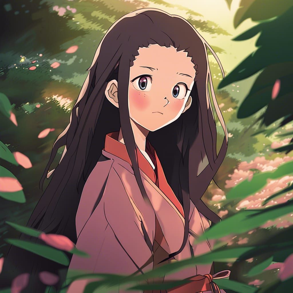 Nezuko in Studio Ghibli Anime Style