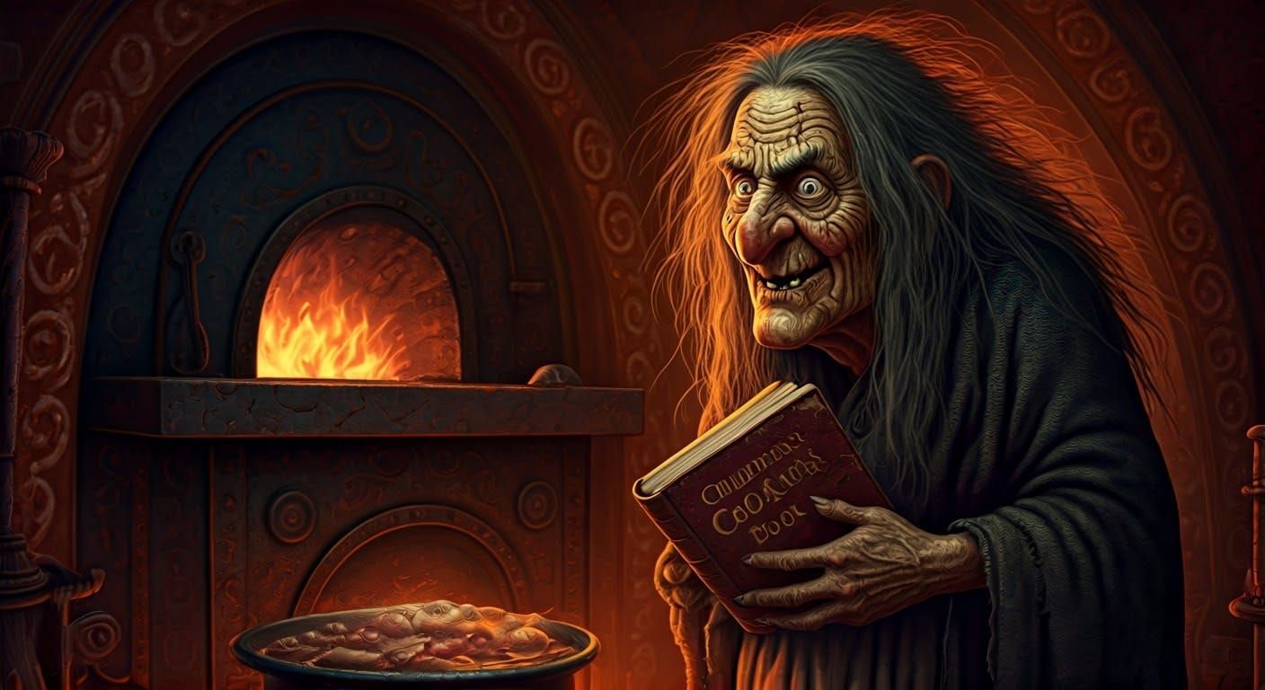 Eerie Gingerbread Witch's Kitchen in Dark Whimsy Style