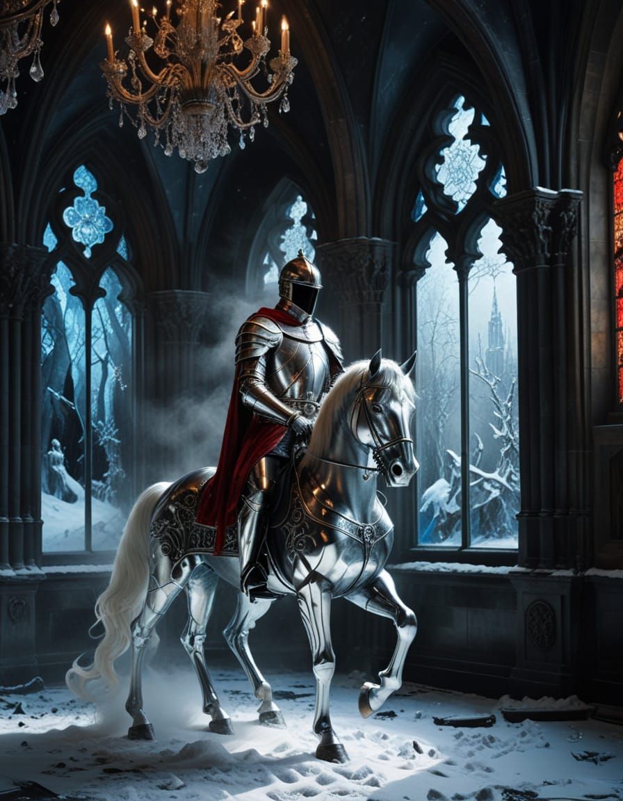 Mystical Winter Knight in Gothic Glory