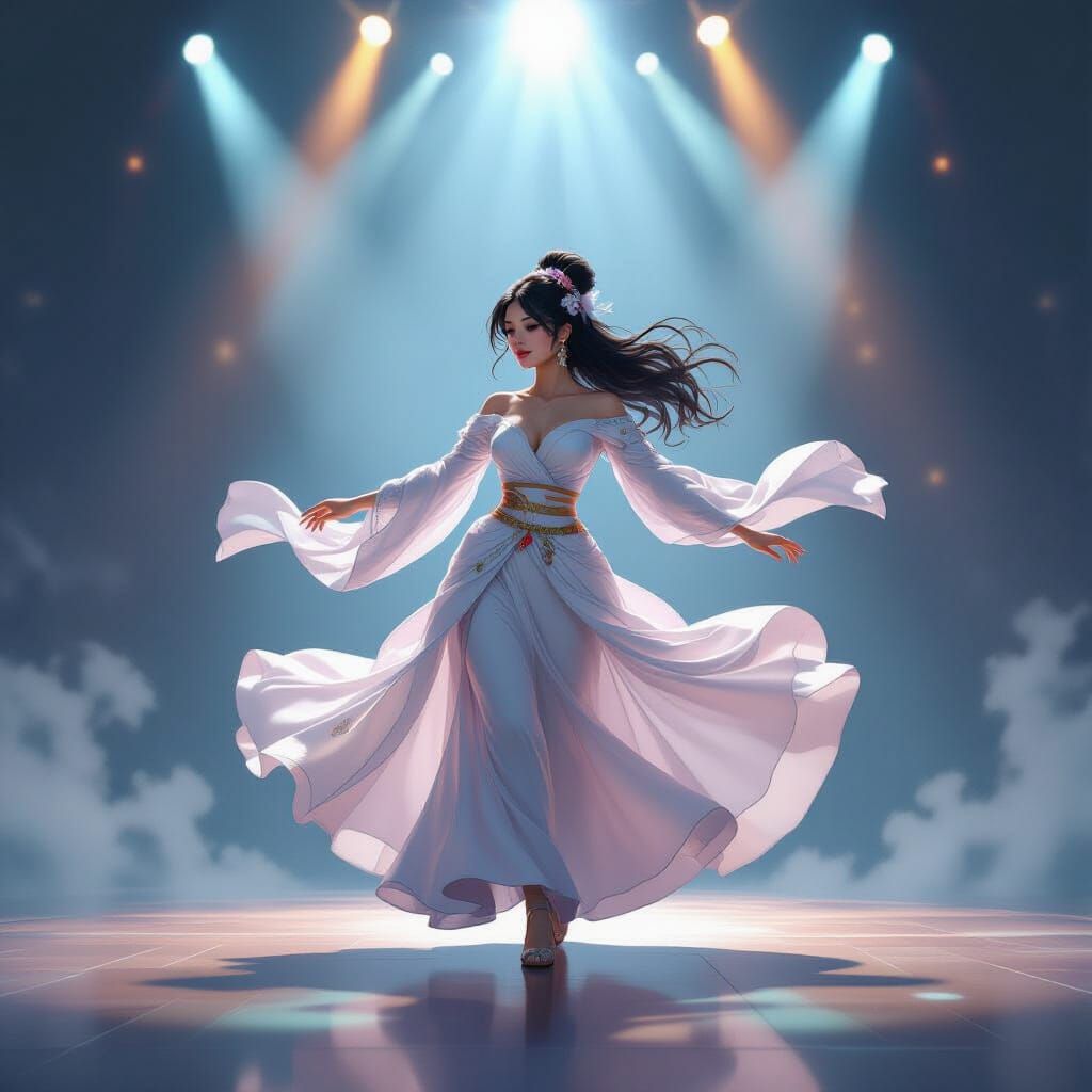 Elegant Dancer on Stage in Pop Art Style