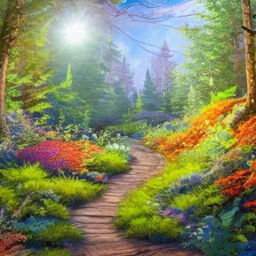Fantasy Forest Pathway in Oil Painting Style