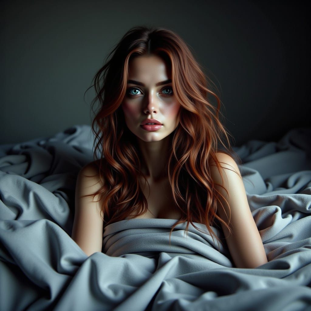 Elegant Woman in Dark Princely Setting