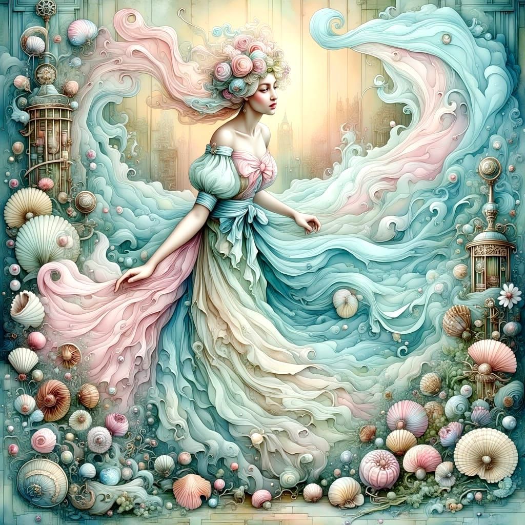 Whimsical Pastel Dreamscapes in Archaic Style