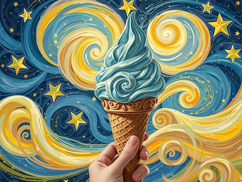 Starry Night Ice Cream: A Digital Masterpiece