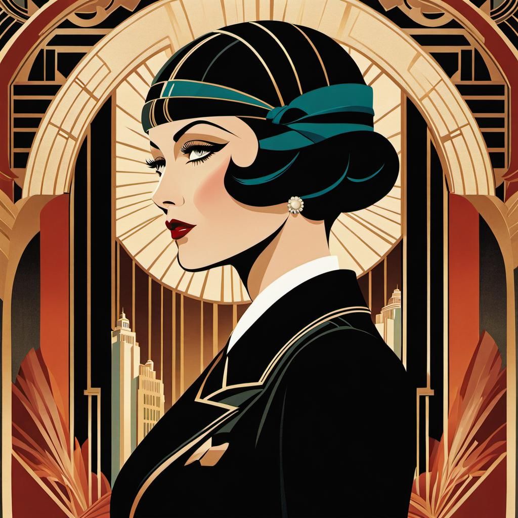 Art Deco Murder Mystery Illustration in 1920s Style