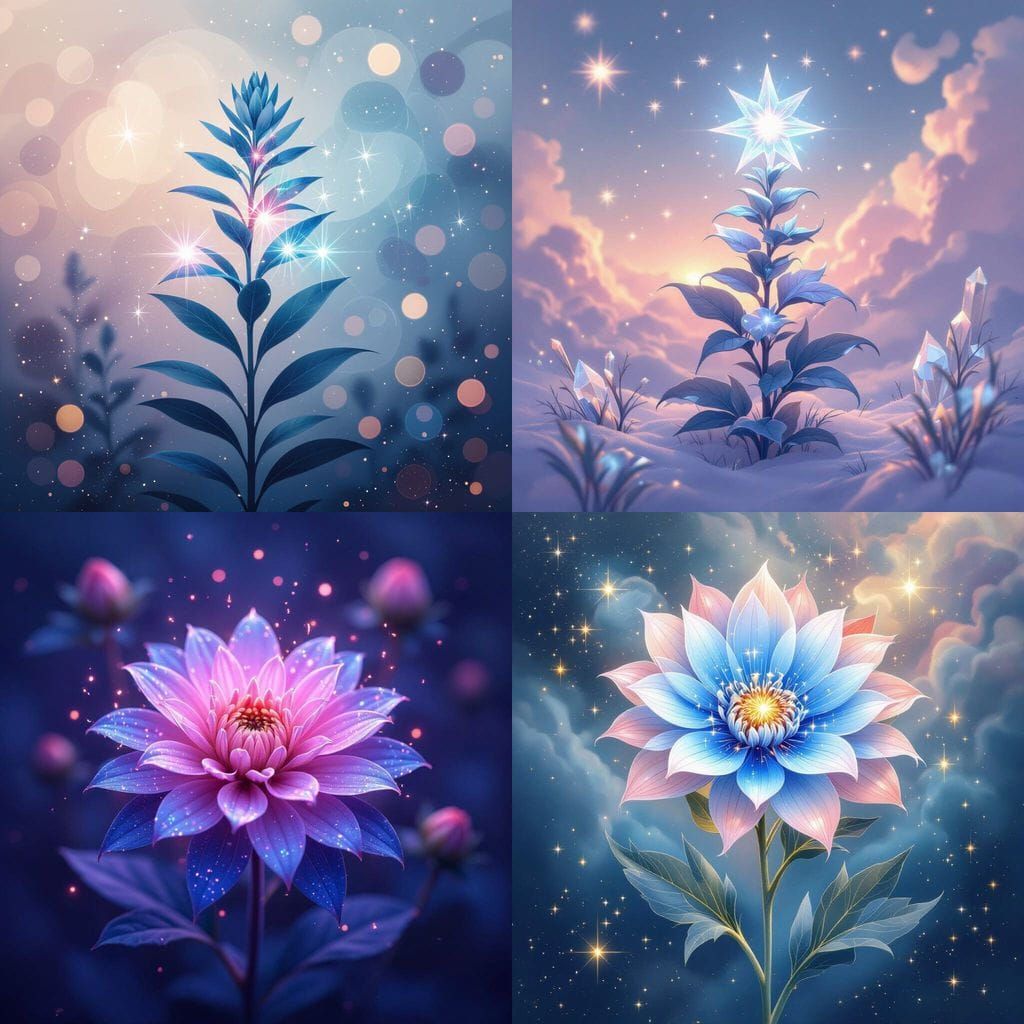 Luminous Blue Pink Star Plant with Long Leaves