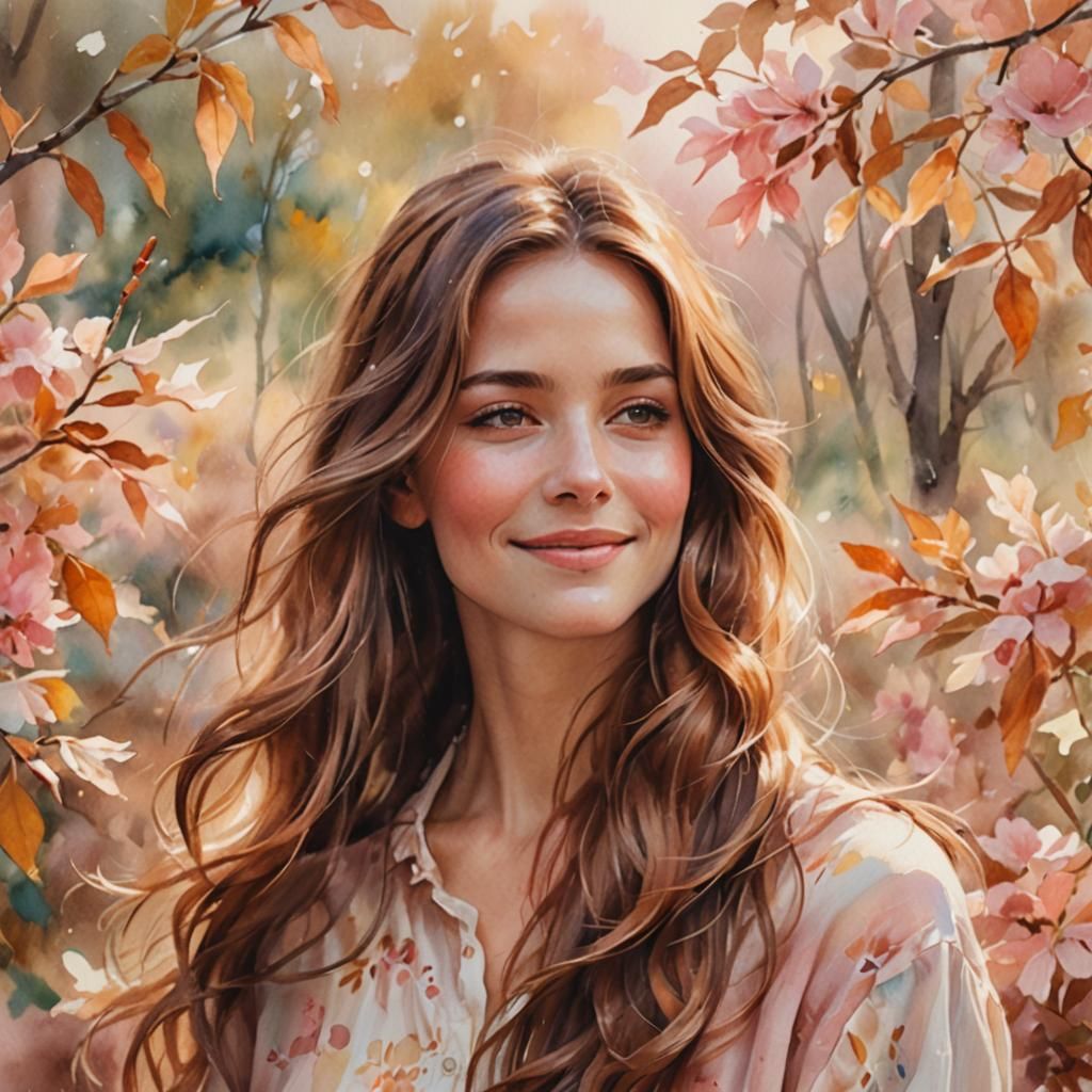 Dreamy Pastel Portrait of Woman with Cinnamon Highlights