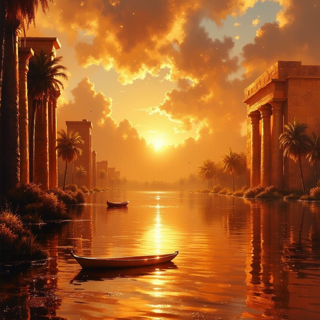 Luxor Temple Vista in 19th Century Orientalist Style