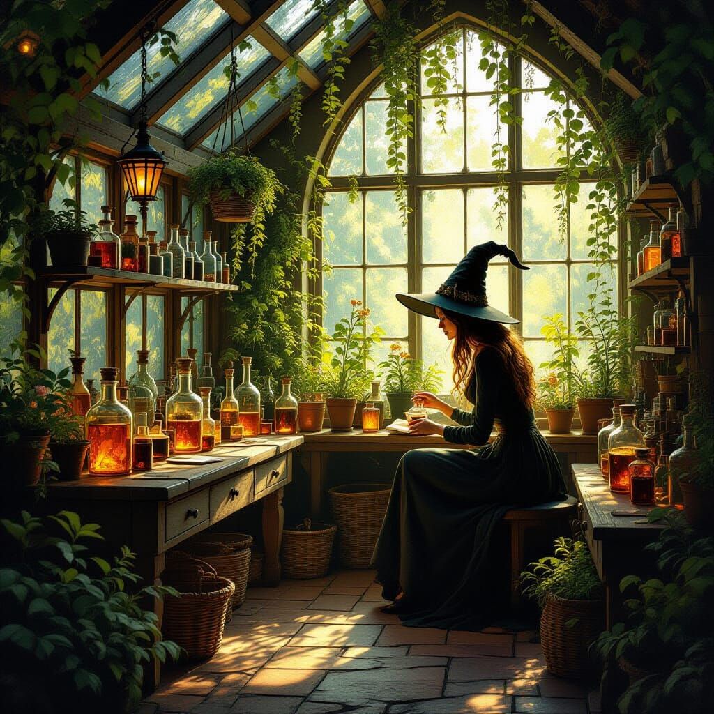 Magical Witch Greenhouse in Golden Sunlight