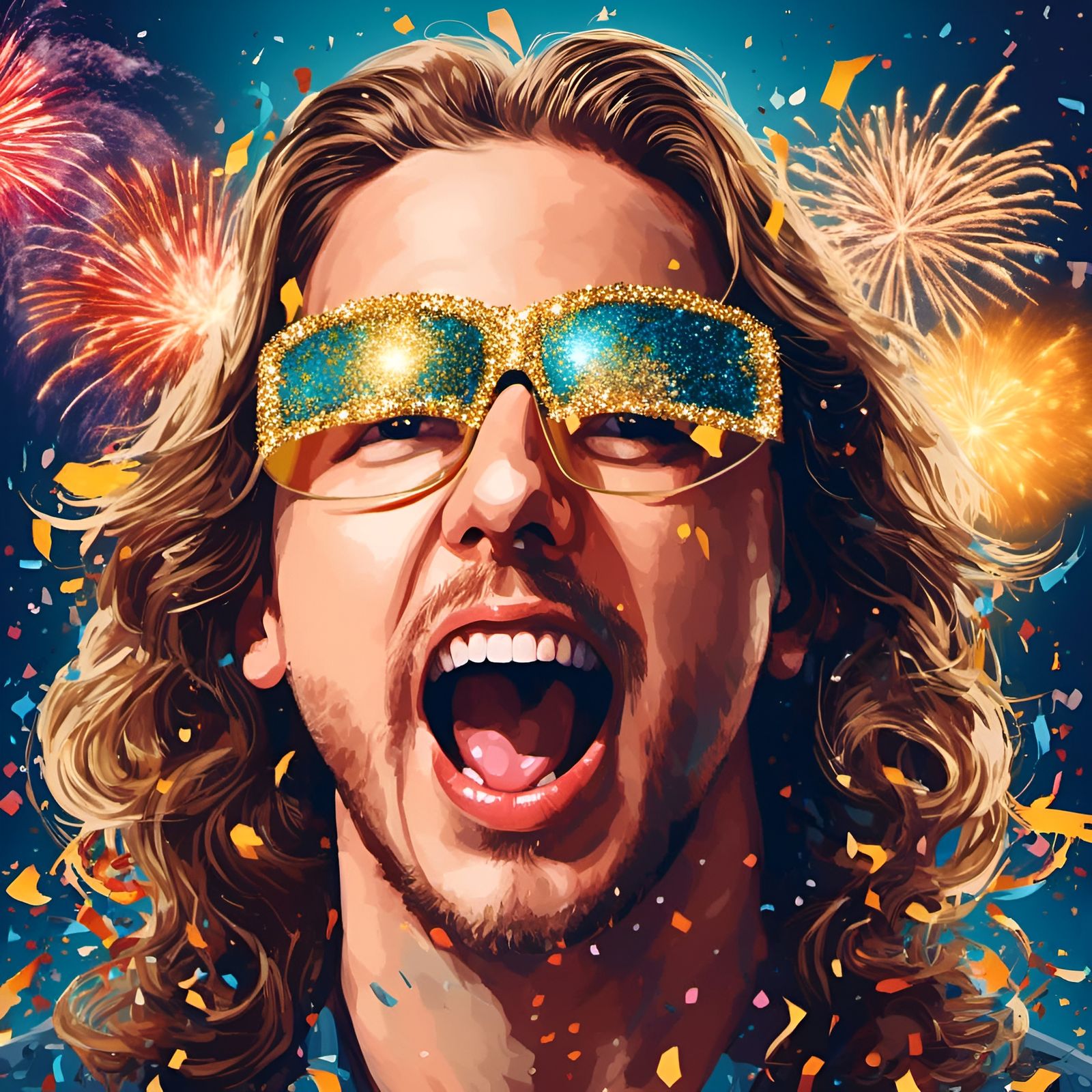 New Year Celebration with Carnival Mask in Hyperrealism