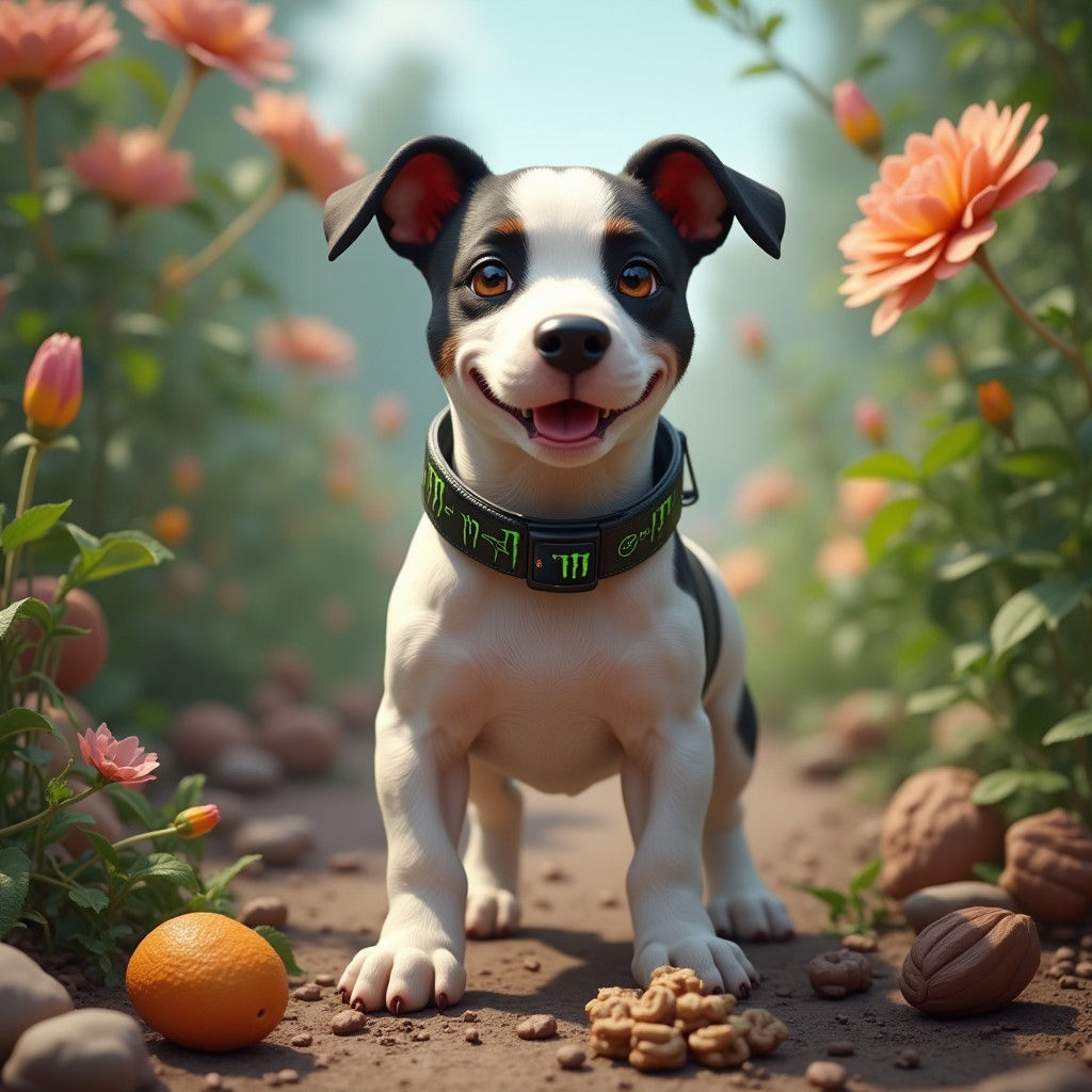 Pitbull Portrait in Fantasy Matte Painting Style