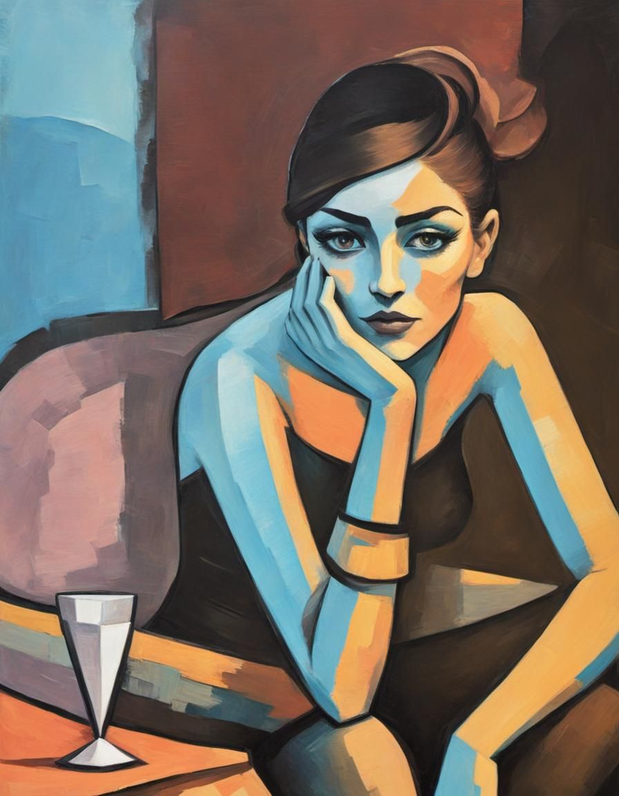 Impasto Painting of a Beautiful Woman in Oil