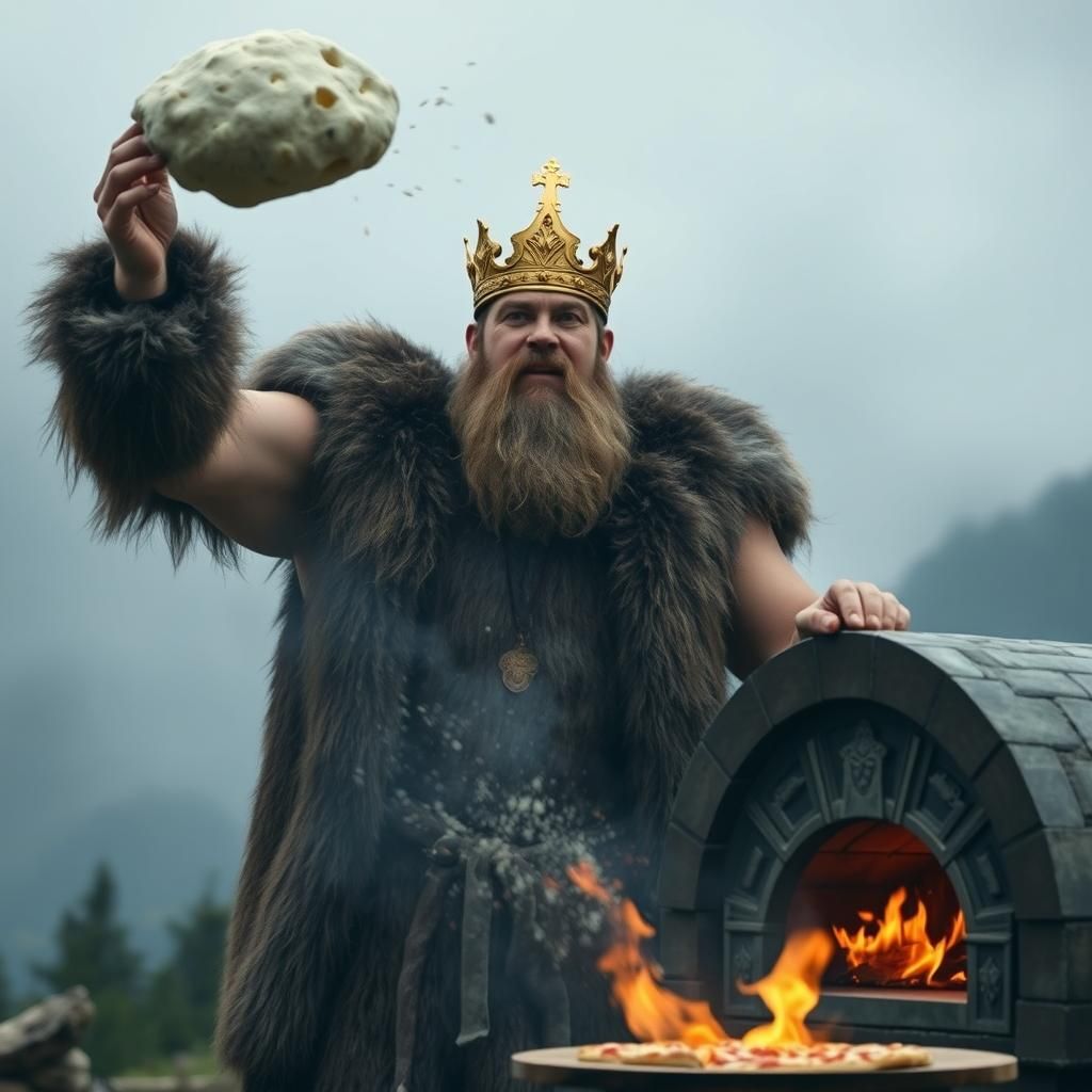 Barbarian King Makes Pizza in Misty Mountains