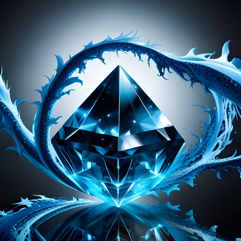 Blue Topaz Gemstone with Liquid Flames: 3D Render