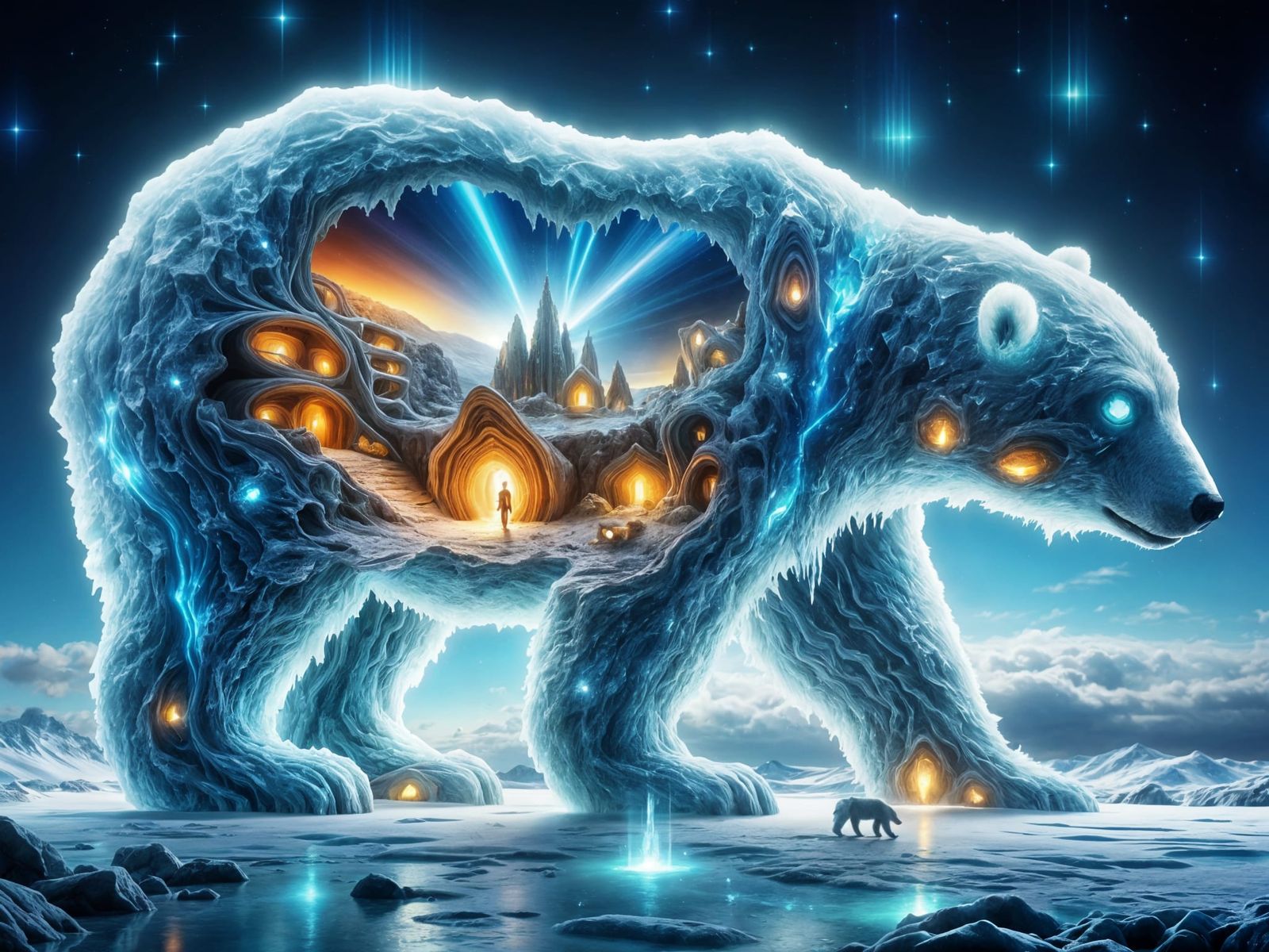 Polar Bear Crystal Geode Winter Wonderland