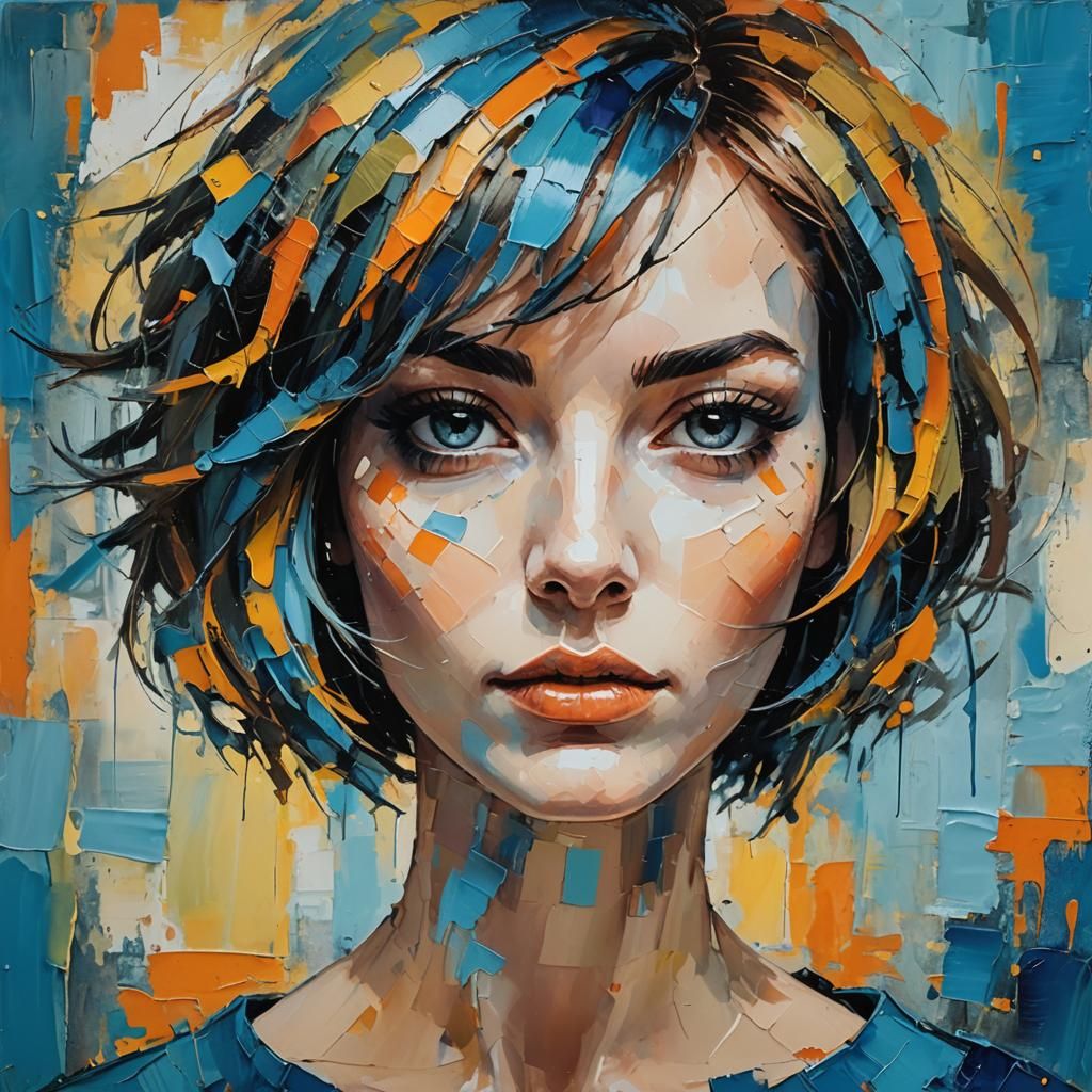 Abstract Portrait of a Woman in Expressionism Style