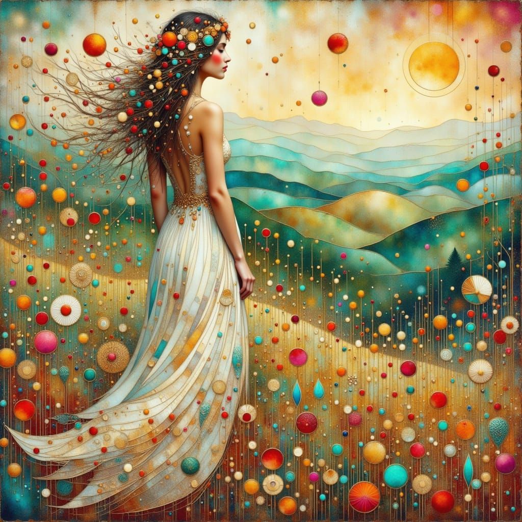 Whimsical Woman in Golden Sunshine