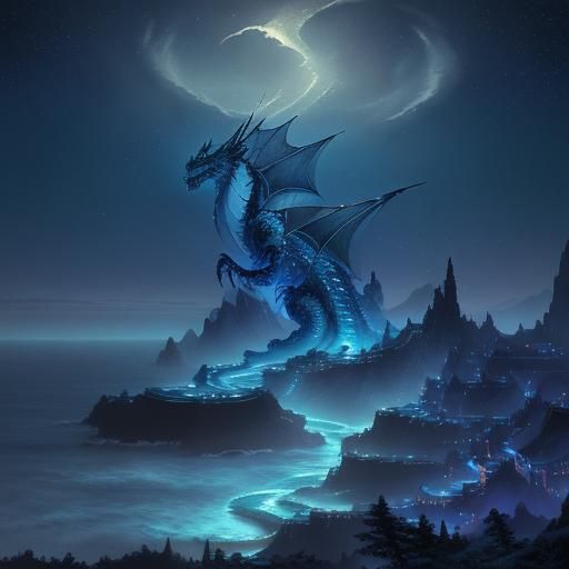 Ocean Light Dragon in Ethereal Fantasy Style