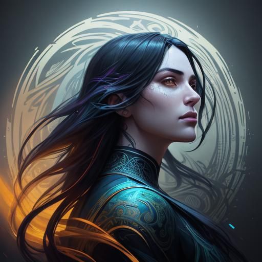 Vibrant Portrait with Art Nouveau Influences