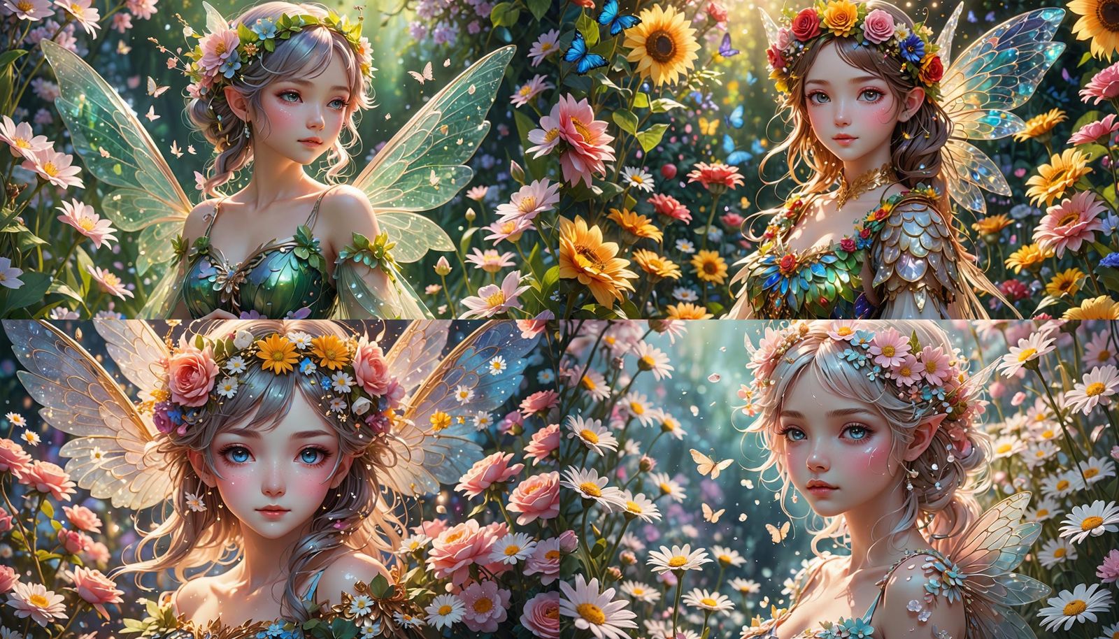 Delicate Fairy Surrounded by Flowers: 3D Anime Art