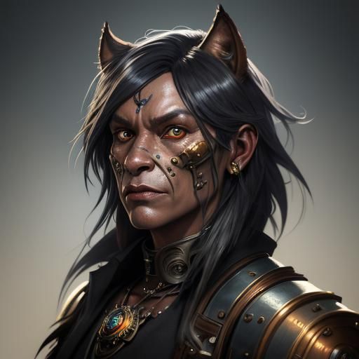 Steampunk Steel Werewolf Portrait in 8K Resolution