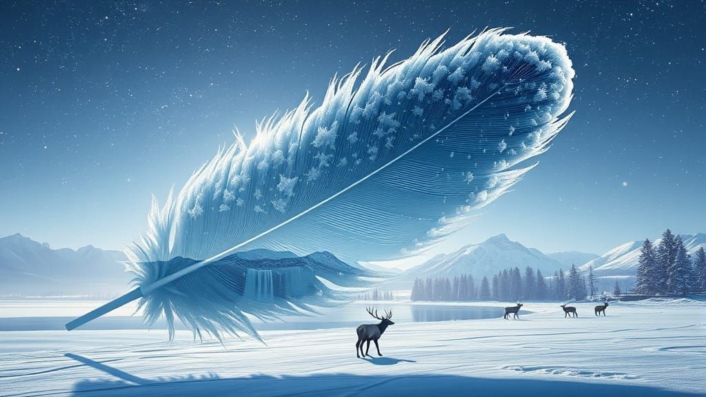 Frosty Feather in Hyper-Realistic Digital Art