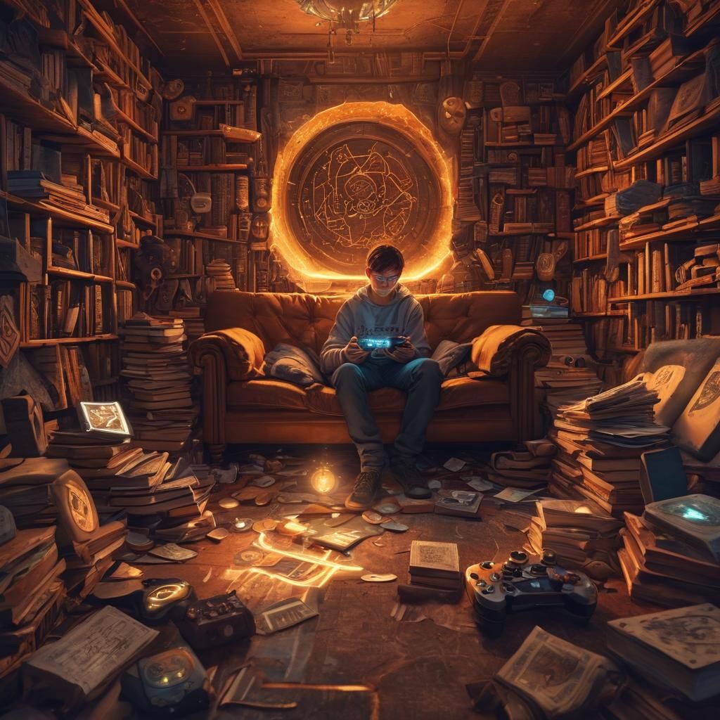 Fantasy Portal Beckons Hero from Cozy Couch