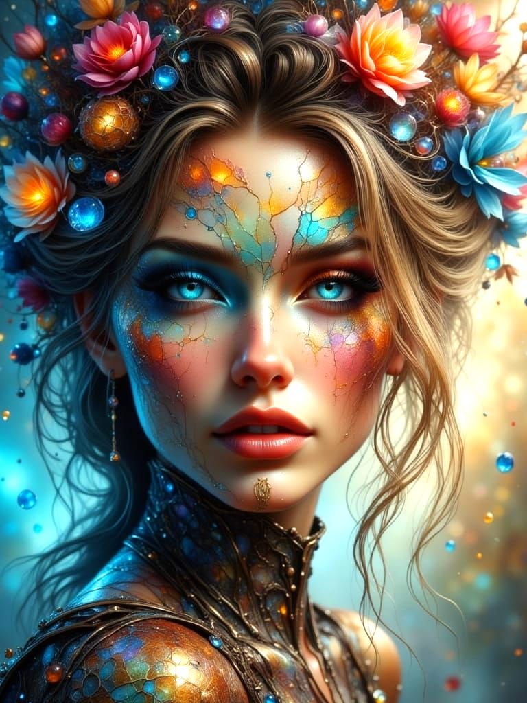 Beautiful Woman in Ink with Alcohol Glass