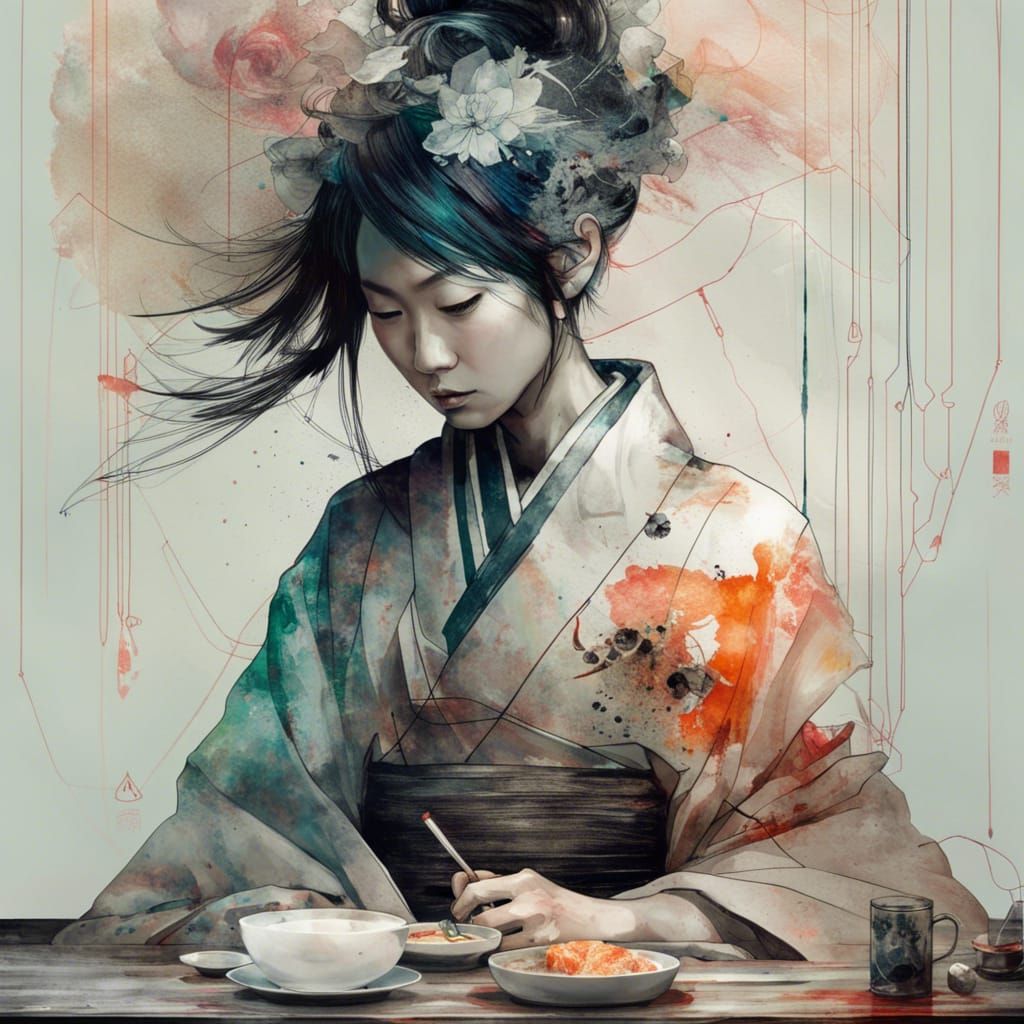 Japanese Sushi Feast: Hyperrealistic Digital Painting