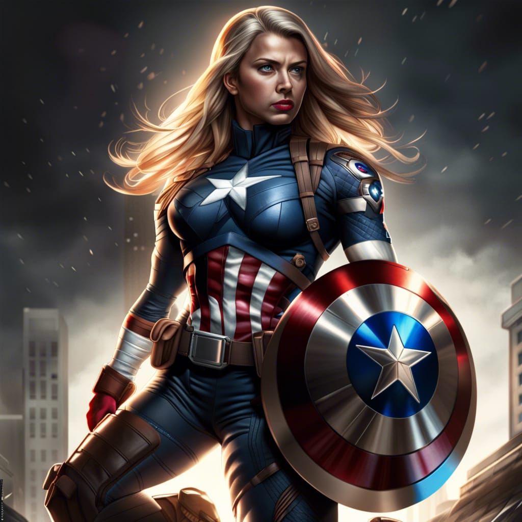 Female Captain America in Comic Art Style