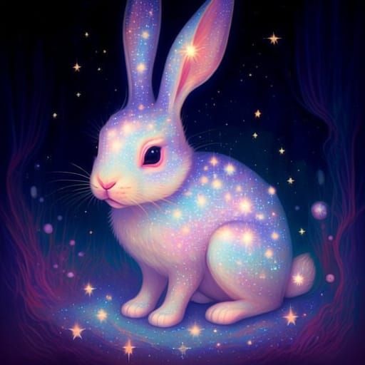 Mystical Celestial Rabbit with Ethereal Glow