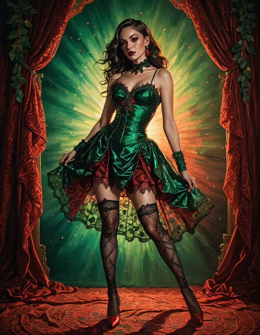 Dreamlike Portrait of Woman in Red High Heels