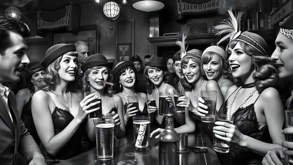 1920s Speakeasy with Golden Age Comic Superheroes