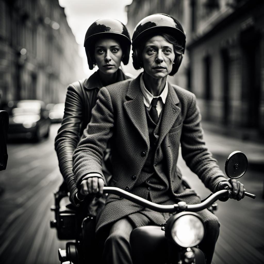 A couple riding together on an  motorcycle!