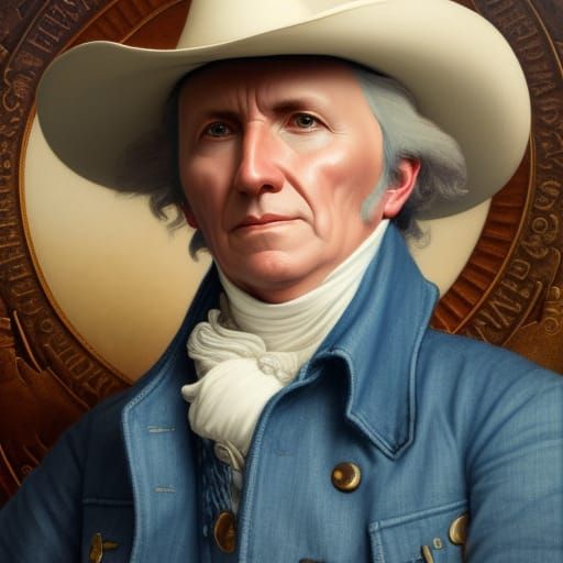 President Monroe in Denim Jacket, Art Nouveau Portrait
