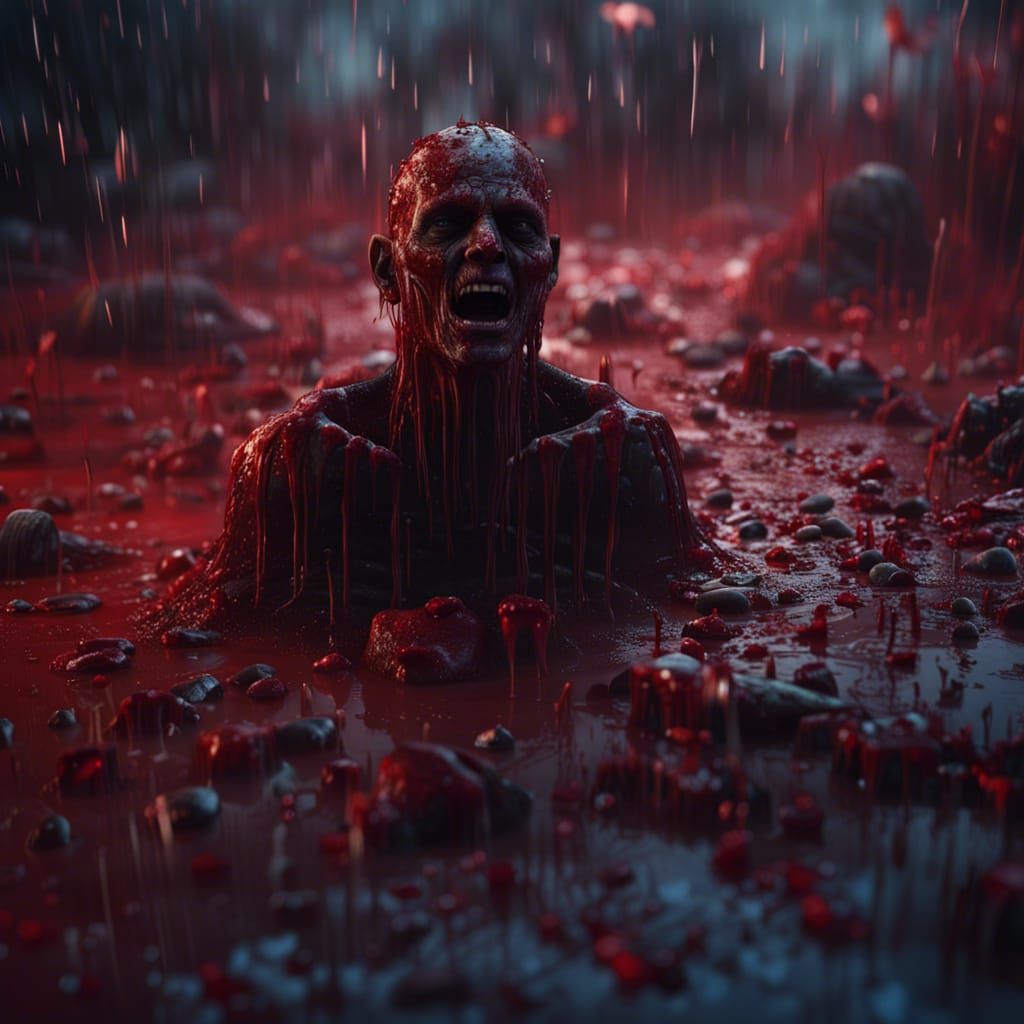Melting Body in Acid Rain: Detailed Matte Painting